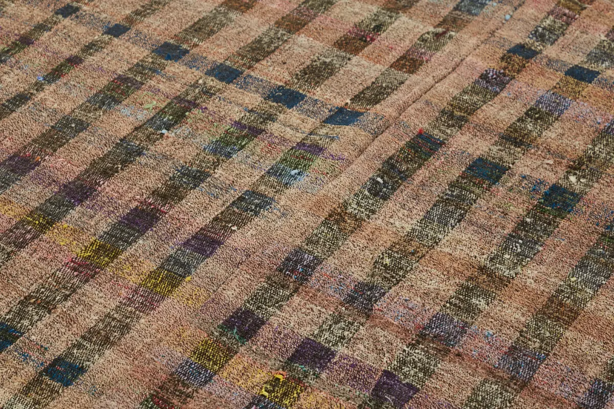 Chaput Çizgili Multi Renk Pamuk Üzerine Yün El Dokuma Kilim-174x286 - Görsel 5