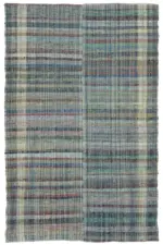 Chaput Çizgili Multi Renk Pamuk Üzerine Yün El Dokuma Kilim-171x268