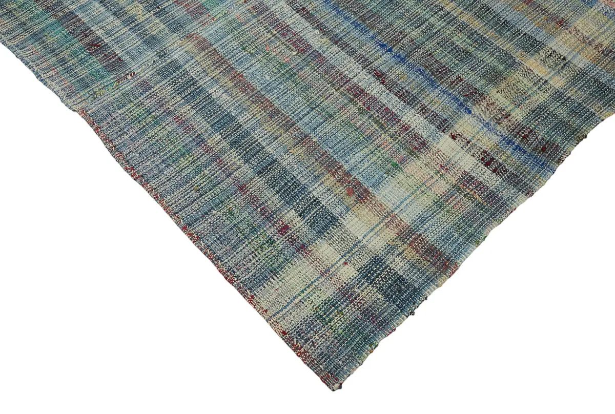 Chaput Çizgili Multi Renk Pamuk Üzerine Yün El Dokuma Kilim-171x268 - Görsel 4