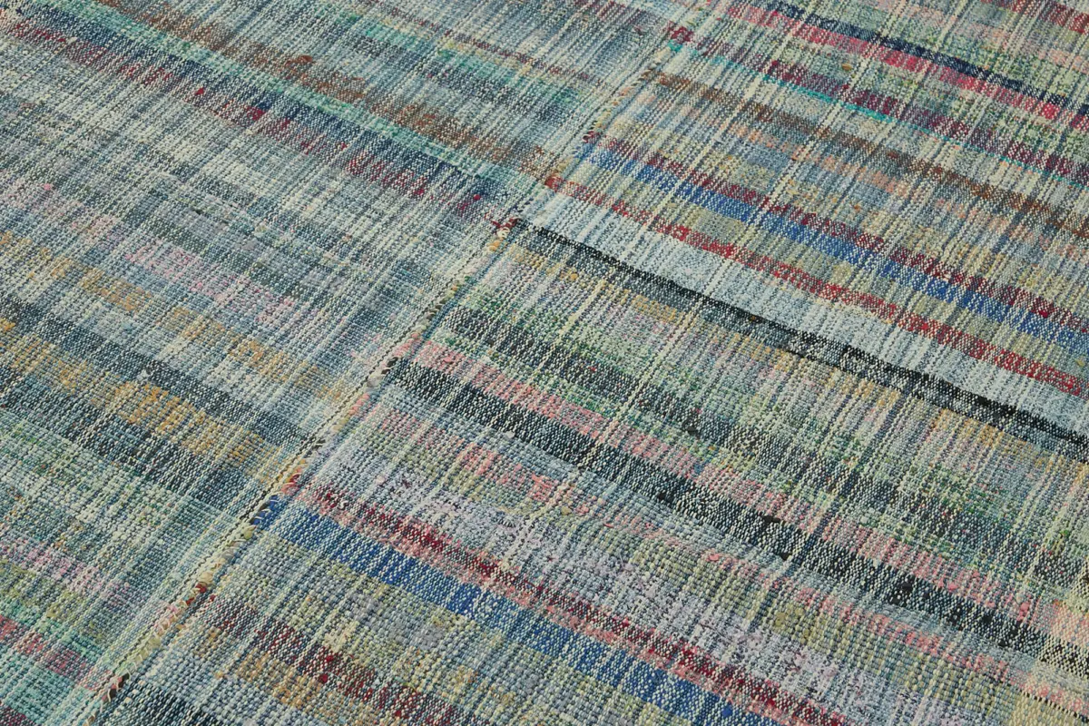 Chaput Çizgili Multi Renk Pamuk Üzerine Yün El Dokuma Kilim-171x268 - Görsel 5