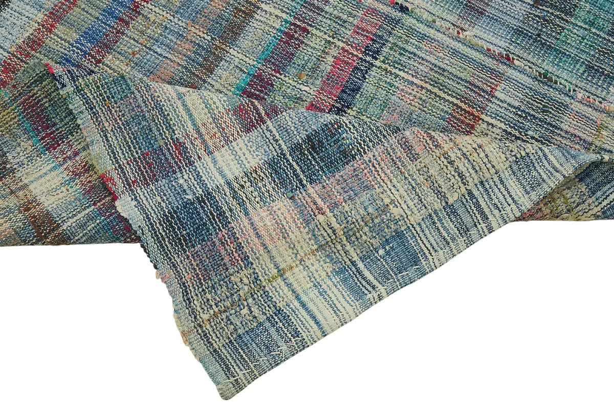 Chaput Çizgili Multi Renk Pamuk Üzerine Yün El Dokuma Kilim-171x268 - Görsel 6