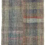 Chaput Çizgili Multi Renk Pamuk Üzerine Yün El Dokuma Kilim-176x305