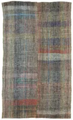 Chaput Çizgili Multi Renk Pamuk Üzerine Yün El Dokuma Kilim-176x305
