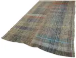 Chaput Çizgili Multi Renk Pamuk Üzerine Yün El Dokuma Kilim-176x305 - Görsel 3