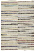 Chaput Çizgili Multi Renk Pamuk Üzerine Yün El Dokuma Kilim-155x240