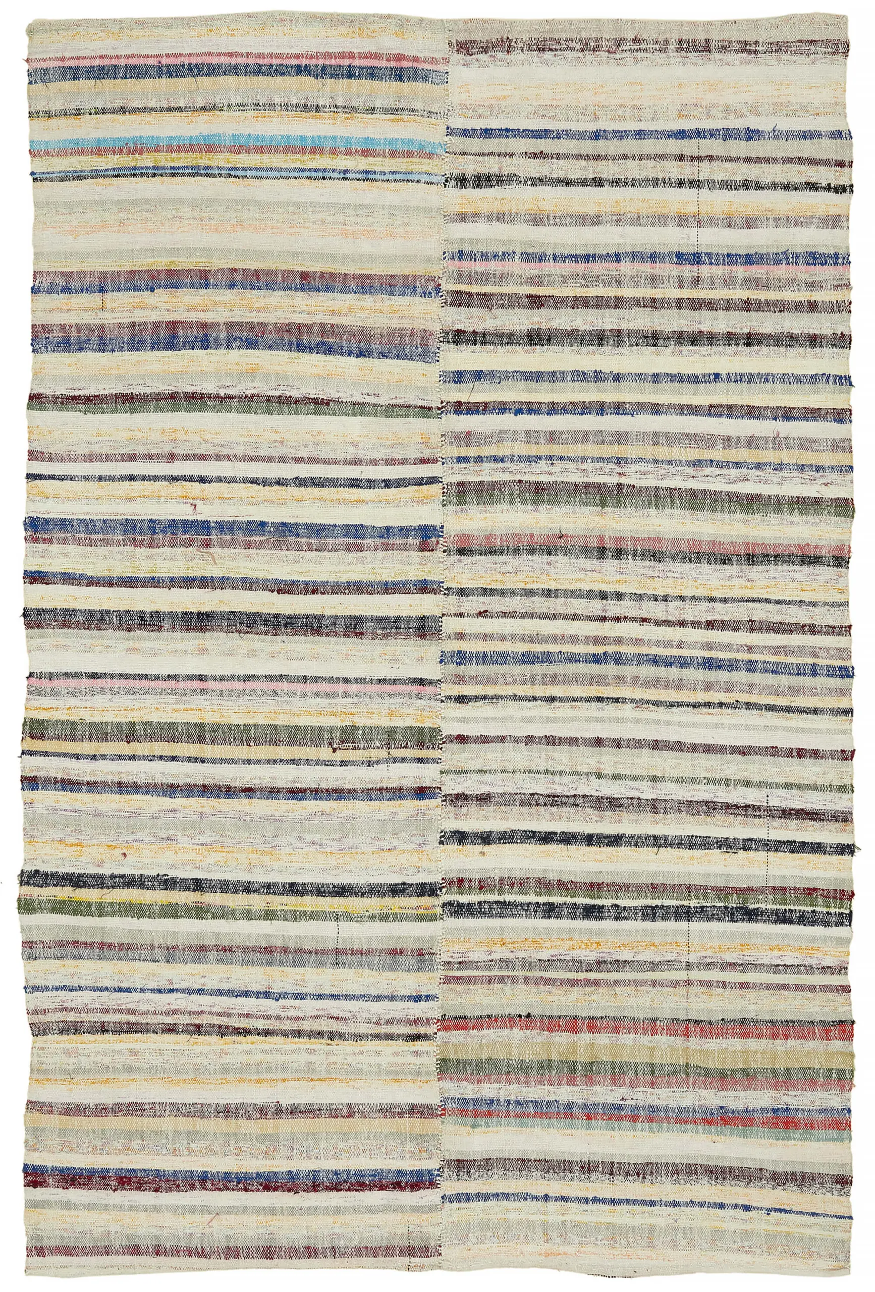 Rc_47307_0_Multicolor_Oriental_Kilim_Rugs Chaput Çizgili Multi Renk Pamuk Üzerine Yün El Dokuma Kilim-155x240 - Görsel 1