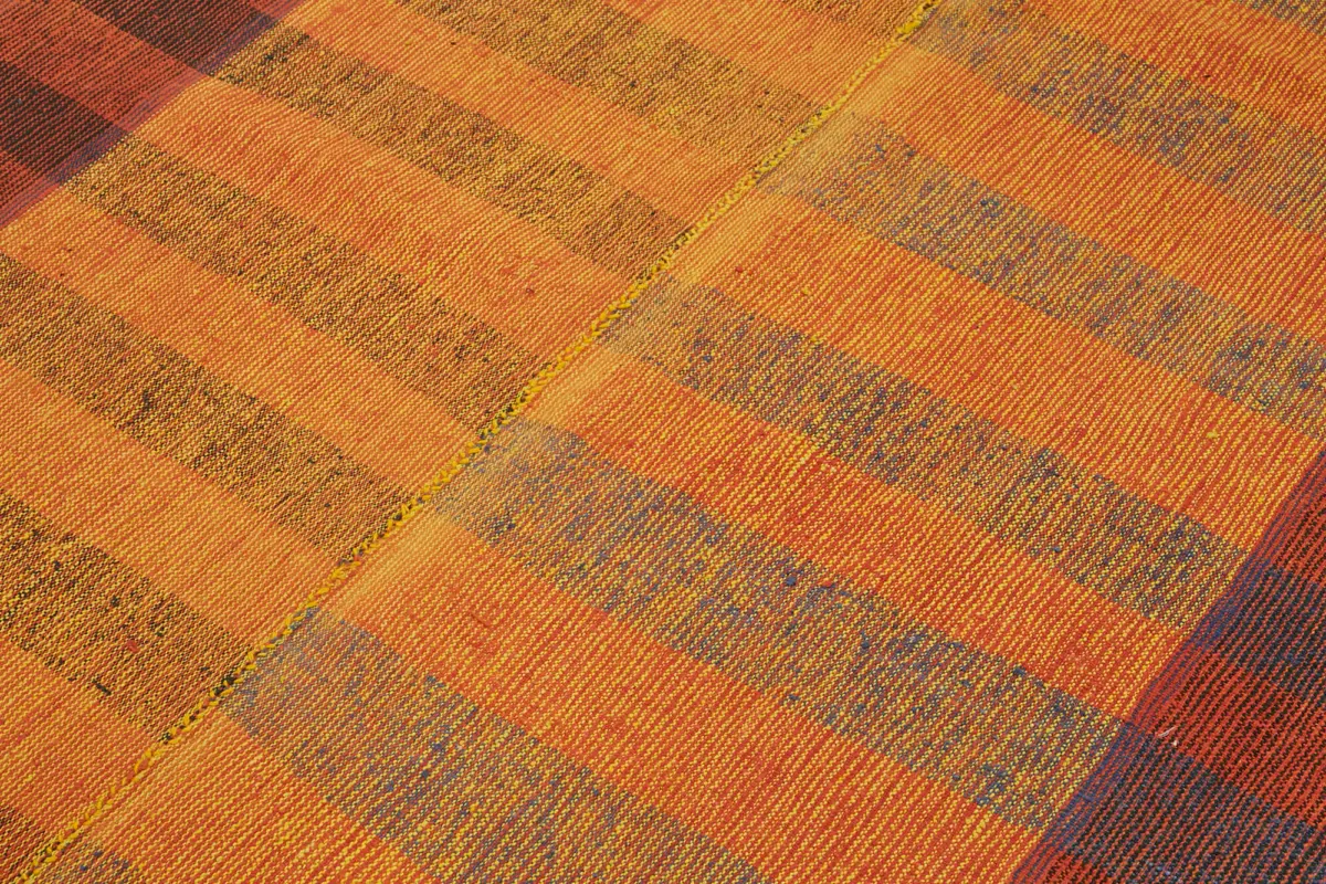 Chaput Çizgili Multi Renk Pamuk Üzerine Yün El Dokuma Kilim-192x275 - Görsel 5