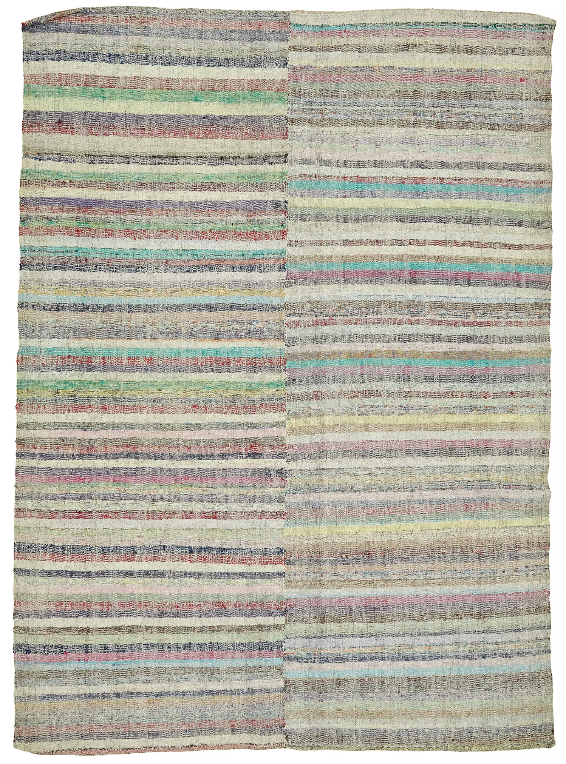 Rc_47310_0_Multicolor_Oriental_Kilim_Rugs Chaput Çizgili Multi Renk Pamuk Üzerine Yün El Dokuma Kilim-195x274 - Görsel 1