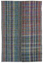 Chaput Çizgili Multi Renk Pamuk Üzerine Yün El Dokuma Kilim-161x246