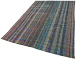 Chaput Çizgili Multi Renk Pamuk Üzerine Yün El Dokuma Kilim-161x246 - Görsel 3