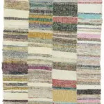 Chaput Çizgili Multi Renk Pamuk Üzerine Yün El Dokuma Kilim-160x249