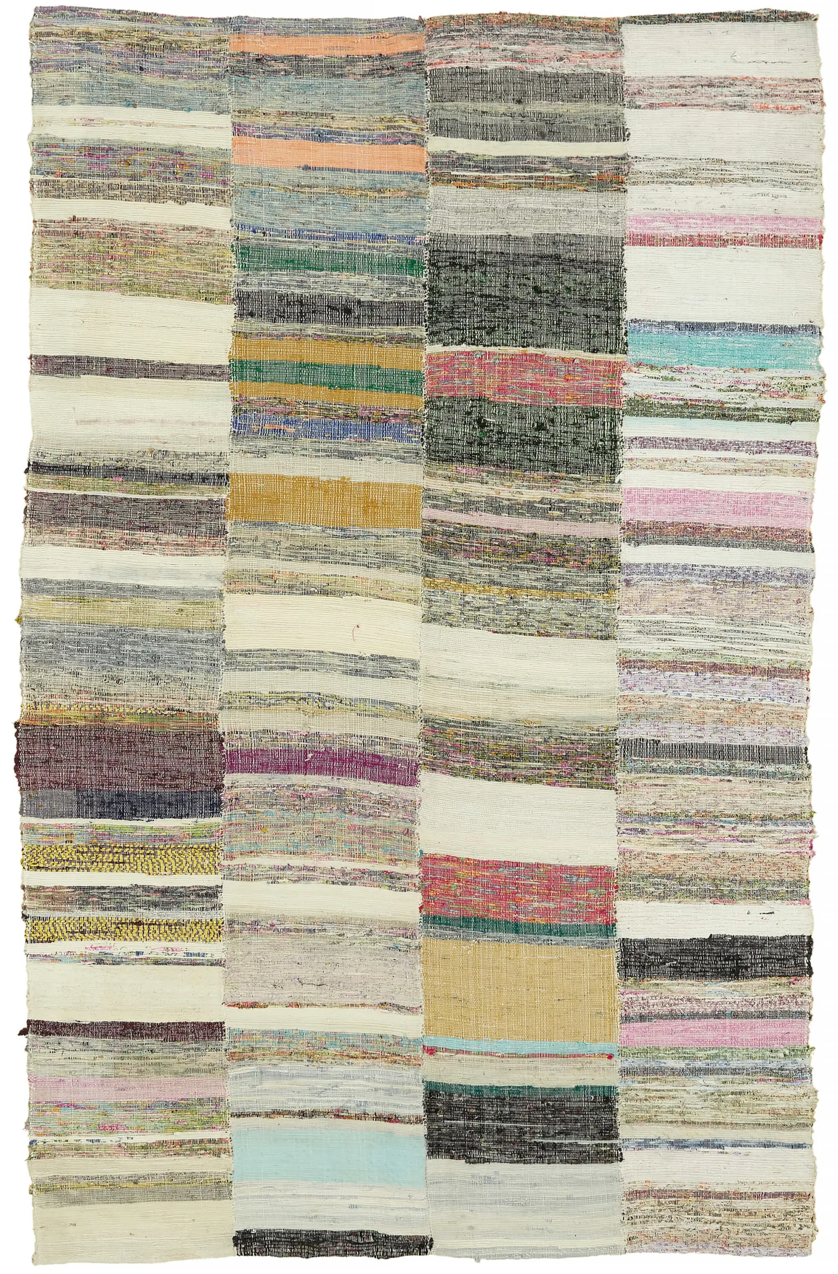 Rc_47312_0_Multicolor_Oriental_Kilim_Rugs Chaput Çizgili Multi Renk Pamuk Üzerine Yün El Dokuma Kilim-160x249 - Görsel 1