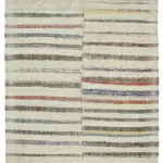 Chaput Çizgili Multi Renk Pamuk Üzerine Yün El Dokuma Kilim-190x244