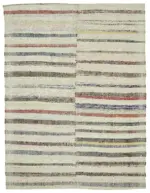 Chaput Çizgili Multi Renk Pamuk Üzerine Yün El Dokuma Kilim-190x244