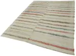Chaput Çizgili Multi Renk Pamuk Üzerine Yün El Dokuma Kilim-190x244 - Görsel 3