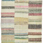 Chaput Çizgili Multi Renk Pamuk Üzerine Yün El Dokuma Kilim-210x279