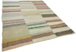 Chaput Çizgili Multi Renk Pamuk Üzerine Yün El Dokuma Kilim-210x279 - Görsel 2