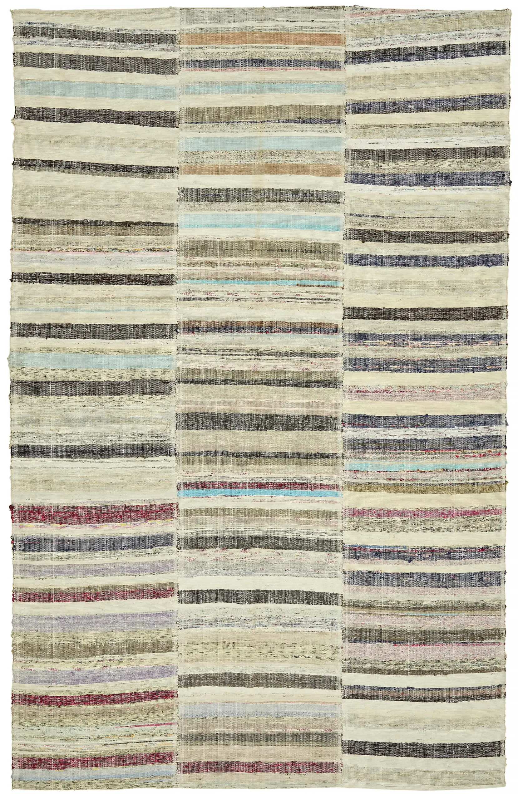 Rc_47316_0_Multicolor_Oriental_Kilim_Rugs Chaput Çizgili Multi Renk Pamuk Üzerine Yün El Dokuma Kilim-180x285 - Görsel 1