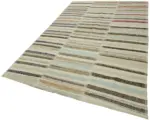 Chaput Çizgili Multi Renk Pamuk Üzerine Yün El Dokuma Kilim-180x285 - Görsel 3