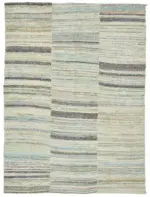 Chaput Çizgili Multi Renk Pamuk Üzerine Yün El Dokuma Kilim-184x250