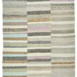 Chaput Çizgili Multi Renk Pamuk Üzerine Yün El Dokuma Kilim-160x235