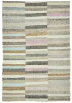 Chaput Çizgili Multi Renk Pamuk Üzerine Yün El Dokuma Kilim-160x235