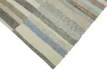 Chaput Çizgili Multi Renk Pamuk Üzerine Yün El Dokuma Kilim-160x235 - Görsel 4
