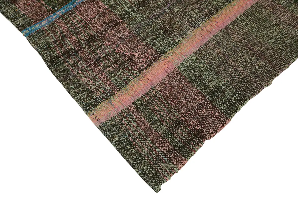 Chaput Çizgili Multi Renk Pamuk Üzerine Yün El Dokuma Kilim-184x275 - Görsel 4