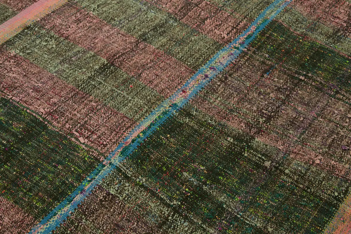 Chaput Çizgili Multi Renk Pamuk Üzerine Yün El Dokuma Kilim-184x275 - Görsel 5