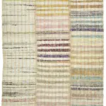 Chaput Çizgili Multi Renk Pamuk Üzerine Yün El Dokuma Kilim-197x278