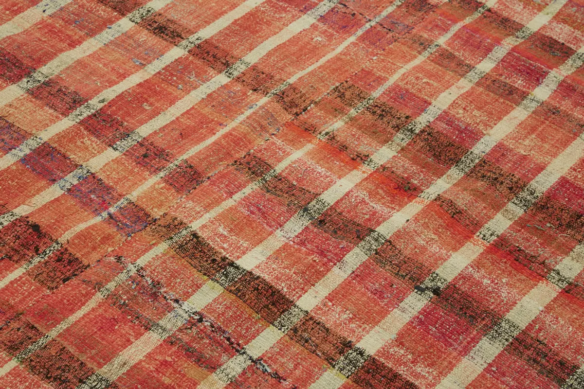 Chaput Çizgili Multi Renk Pamuk Üzerine Yün El Dokuma Kilim-212x246 - Görsel 5