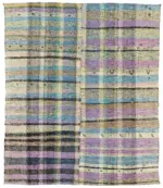 Chaput Çizgili Multi Renk Pamuk Üzerine Yün El Dokuma Kilim-237x277