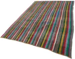 Chaput Çizgili Multi Renk Pamuk Üzerine Yün El Dokuma Kilim-208x284 - Görsel 3