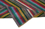Chaput Çizgili Multi Renk Pamuk Üzerine Yün El Dokuma Kilim-208x284 - Görsel 6