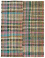 Chaput Çizgili Multi Renk Pamuk Üzerine Yün El Dokuma Kilim-206x270