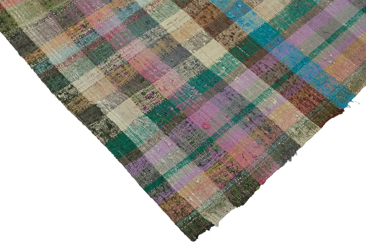 Chaput Çizgili Multi Renk Pamuk Üzerine Yün El Dokuma Kilim-206x270 - Görsel 4