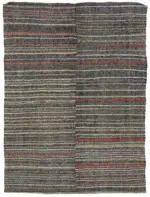 Chaput Çizgili Multi Renk Pamuk Üzerine Yün El Dokuma Kilim-205x272