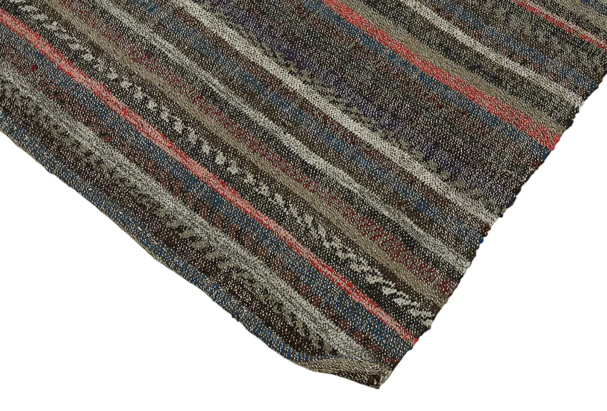 Chaput Çizgili Multi Renk Pamuk Üzerine Yün El Dokuma Kilim-205x272 - Görsel 4