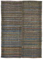 Chaput Çizgili Multi Renk Pamuk Üzerine Yün El Dokuma Kilim-180x253