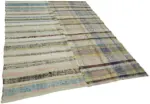 Chaput Çizgili Multi Renk Pamuk Üzerine Yün El Dokuma Kilim-195x260 - Görsel 2