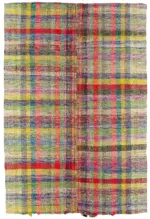 Chaput Çizgili Multi Renk Pamuk Üzerine Yün El Dokuma Kilim-209x314