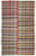 Chaput Çizgili Multi Renk Pamuk Üzerine Yün El Dokuma Kilim-194x310