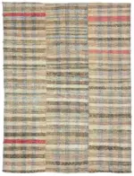 Chaput Çizgili Multi Renk Pamuk Üzerine Yün El Dokuma Kilim-208x288