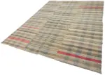 Chaput Çizgili Multi Renk Pamuk Üzerine Yün El Dokuma Kilim-208x288 - Görsel 3