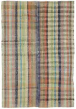 Chaput Çizgili Multi Renk Pamuk Üzerine Yün El Dokuma Kilim-222x330