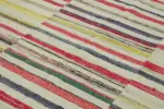 Chaput Çizgili Multi Renk Pamuk Üzerine Yün El Dokuma Kilim-220x325 - Görsel 5