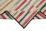 Chaput Çizgili Multi Renk Pamuk Üzerine Yün El Dokuma Kilim-220x325 - Görsel 6