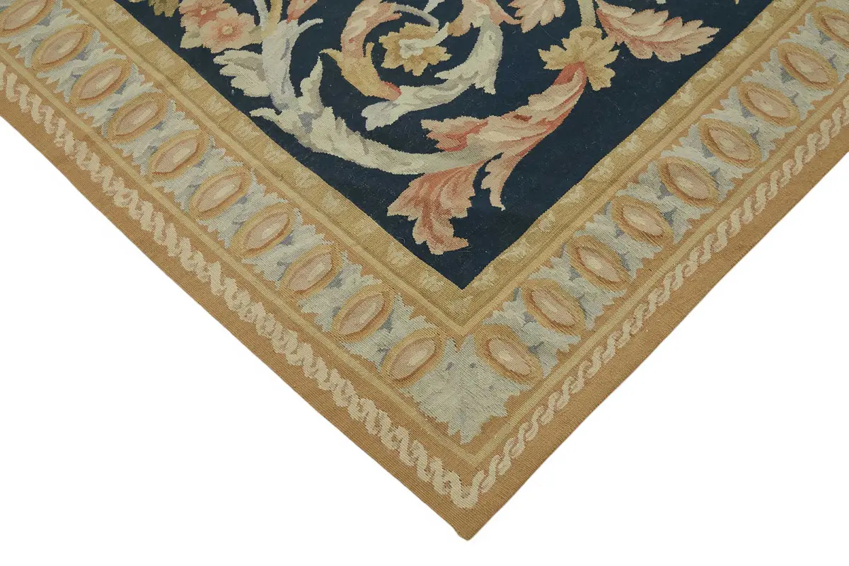 Aubusson Eskitme Bej Pamuk Üzerine Yün El Dokuma Halı-277x376 - Görsel 4