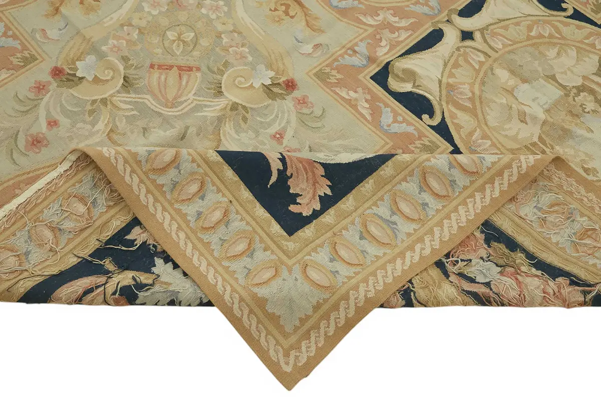 Aubusson Eskitme Bej Pamuk Üzerine Yün El Dokuma Halı-277x376 - Görsel 6