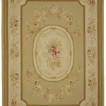 Aubusson Eskitme Bej Pamuk Üzerine Yün El Dokuma Halı-299x422